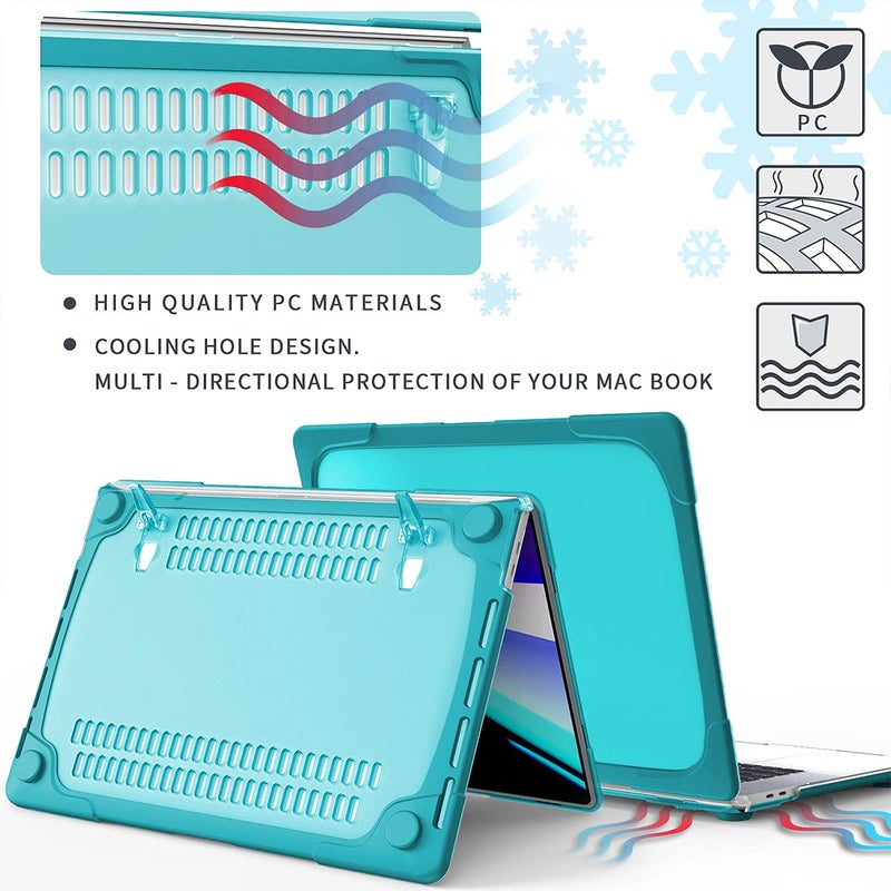 Mektron for MacBook Pro 13 Case M1 M2 A2338 A2289 A2251 2022 2021 2020 Release, Heavy Duty Slim Hard Shell Dual Layer Protective Cover with Fold Kickstand Pro 13 inch Touch Bar & Touch ID, Sky Blue - Image 4